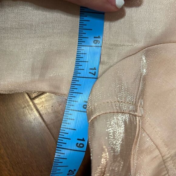 On Twelfth pink shimmer puff sleeve top in small - Picture 7 of 7